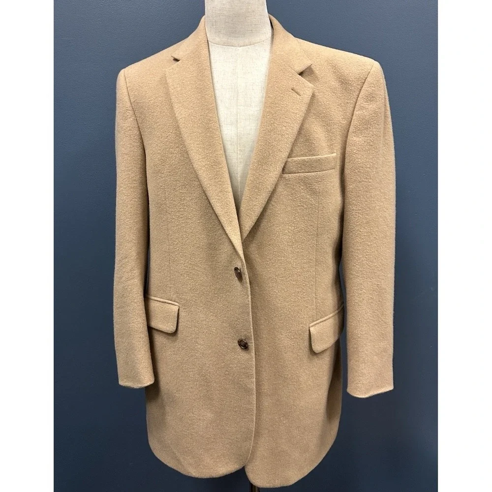 Jos A Bank 100% Camel Hair Blazer‎ Men's 43L Tan Sport Coat Classic Jacket